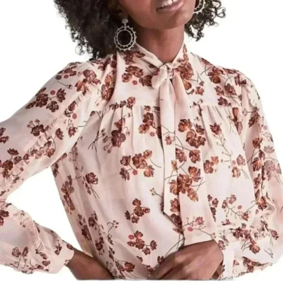 LUCKY BRAND Long Sleeve Floral Sheer Blouse - Picture 1 of 5